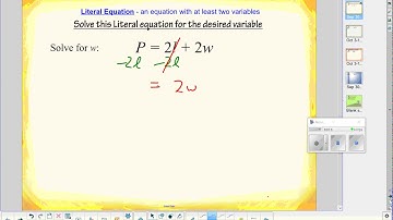 Literal Equations Part 1