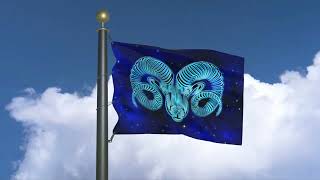 Flag of Aries (Born March 21–April 19) - Zodiac Sign waving in the wind