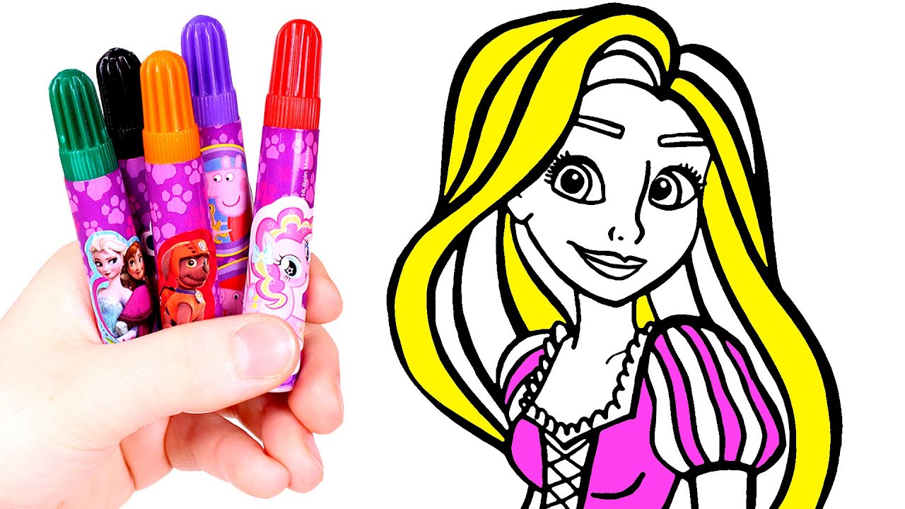 Dibuja y Colorea a Rapunzel ?? Caricaturas para niños - YouTube