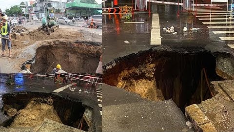 XUẤT HIỆN "HỐ TỬ THẦN" GIỮA GIAO LỘ Ở TP.HCM SAU CƠN MƯA