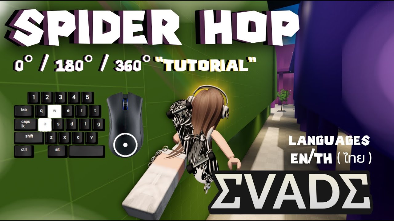 Roblox Evade | Spider Hop 0° / 180° / 360° Tutorial w/ Keyboard Overlay ...
