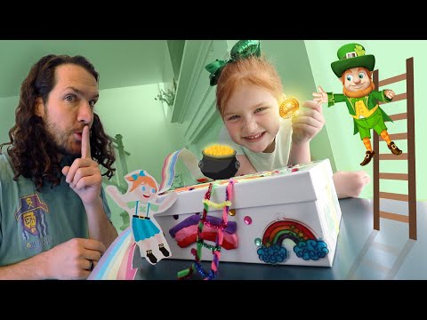 A for Adley LEPRECHAUN TRAP!!  St Patrick's Day family craft diy with Gold Slime \u0026 Rainbow Slide 🌈