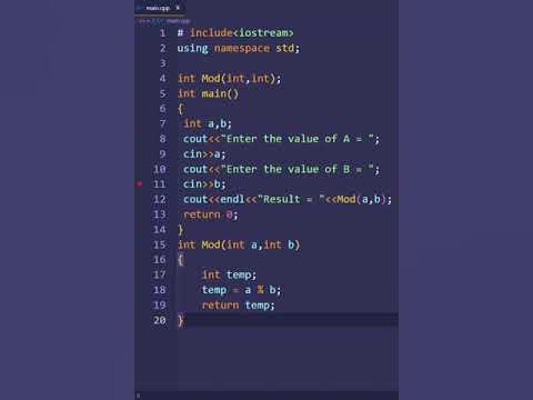 how to find the modulus of two numbers in c++ using function| PWOS # ...