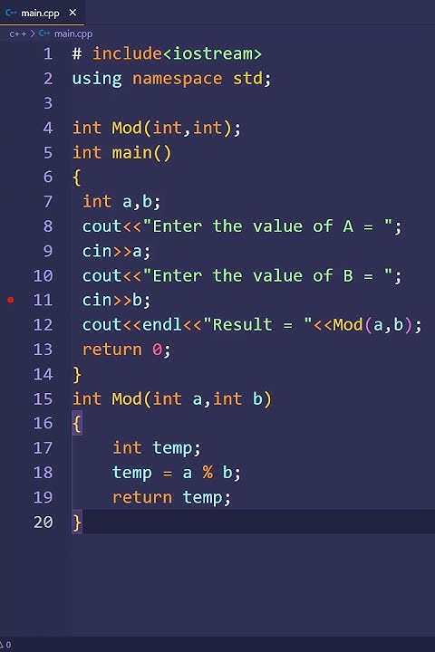 how to find the modulus of two numbers in c++ using function| PWOS # ...