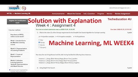 week 4 Solution only||NPTEL || Machine learning,ML || Week 4, Assignment 4 || ML 2022 || Swayam