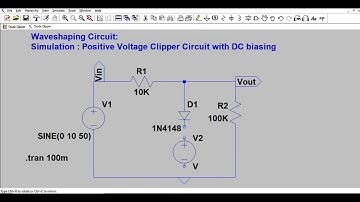 LT Spice - Diode Positive Voltage Clipper with DC biasing Circuits Simulation