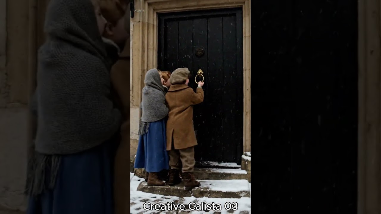 Children Running Through Snow for a Christmas Celebration Shilling ❄️🎄 | Old England 