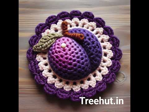 Plum Crochet ideas, fruit Crochet coasters