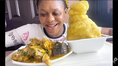 Asmr Mukbang Delicious Okra Soup with Fufu/African Food Mukbang