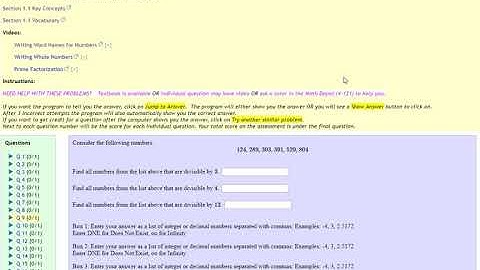 Navigating Assignments in IMathAS OER Pilot