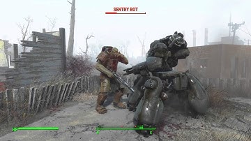 Fallout 4 - Sentry Bot Vs. Legendary Super Mutant Master
