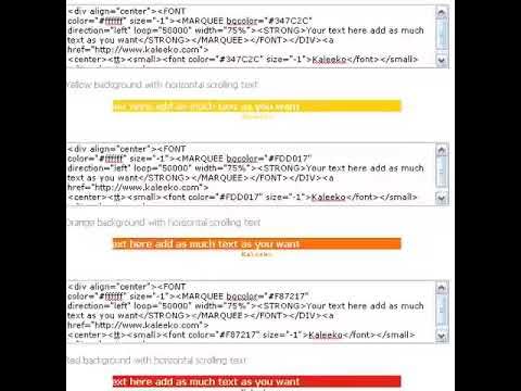 Kaleeko.com Free Scrolling Text Html Code for Your Website Free Marquee ...