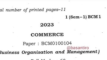 Bcom first semester commerce major paper business organisation and management Guwahati University
