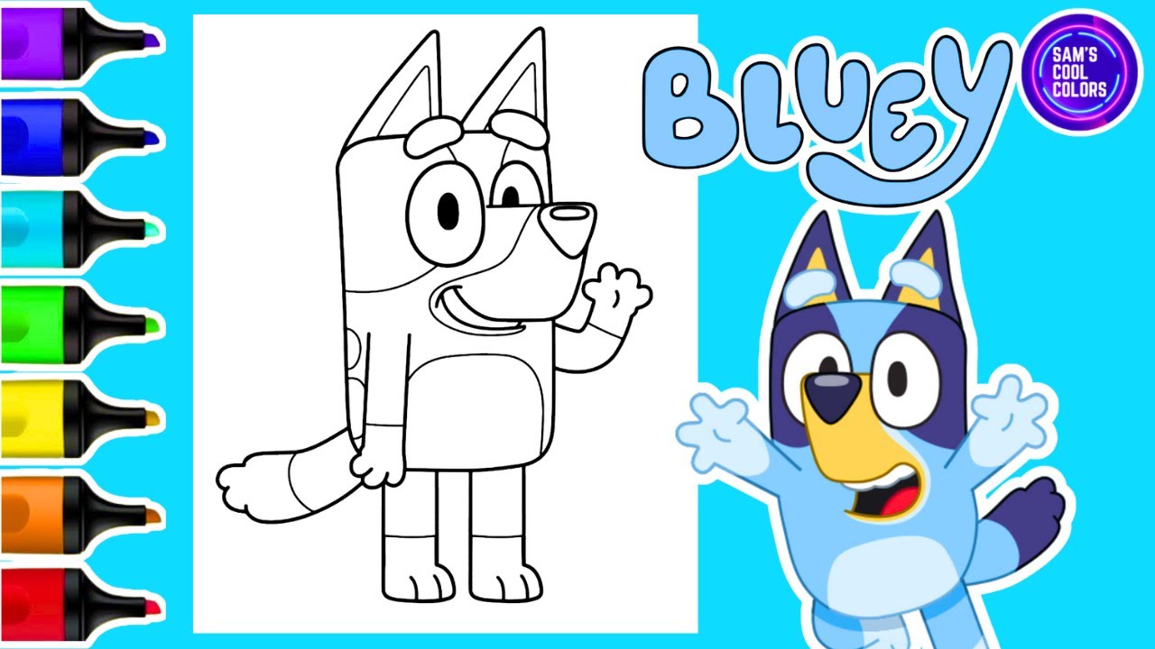 Coloring Bluey Coloring Page Markers - YouTube