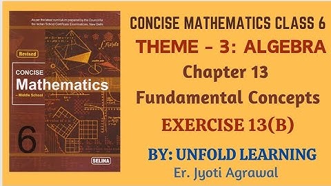 ICSE CLASS 6 || CONCISE MATHEMATICS || SOLUTIONS || ALGEBRA || 13. Fundamental Concepts || Ex13 (B)