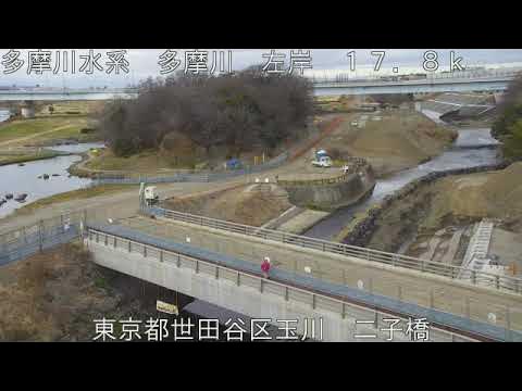 多摩川 多摩川水系 東京都世田谷区 二子玉川・二子橋 ライブカメラ (2024/01/02) 定点観測 Tamagawa River Live