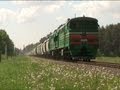 2TE10U-0081 with a loaded freight train / Тепловоз 2ТЭ10У-0081