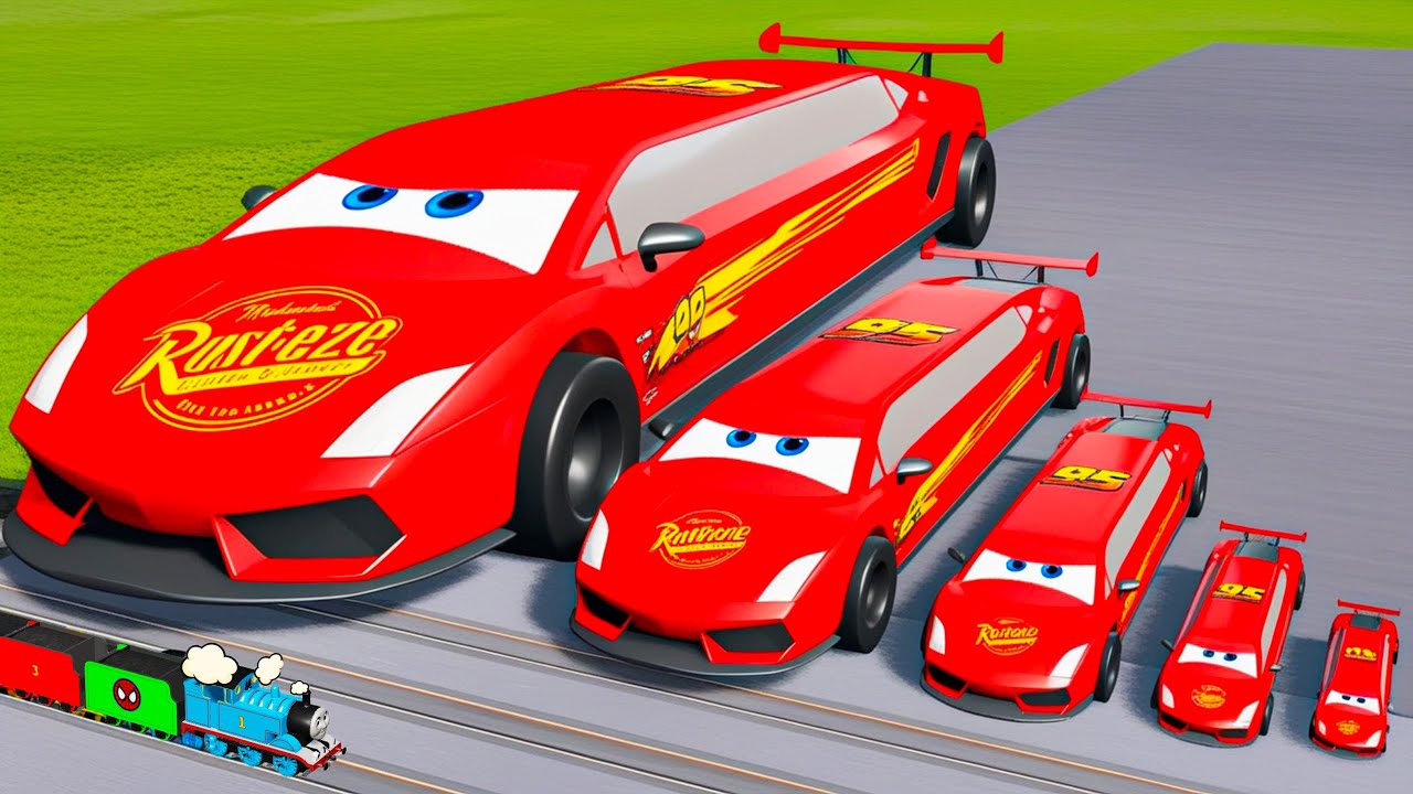 Big & Small Long Lamborghini McQueen VS Train | BeamNG.drive