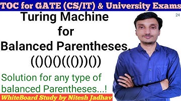 Turing Machine for balanced parentheses | Turing Machine for parenthesis in hindi | TOC