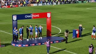 Portsmouth lifting the league 1 trophy today