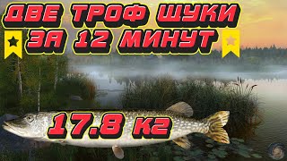 ДВЕ ТРОФ Щуки за 12 минут | 17.8 кг Щука | оз. Старый Острог | Русская Рыбалка 4