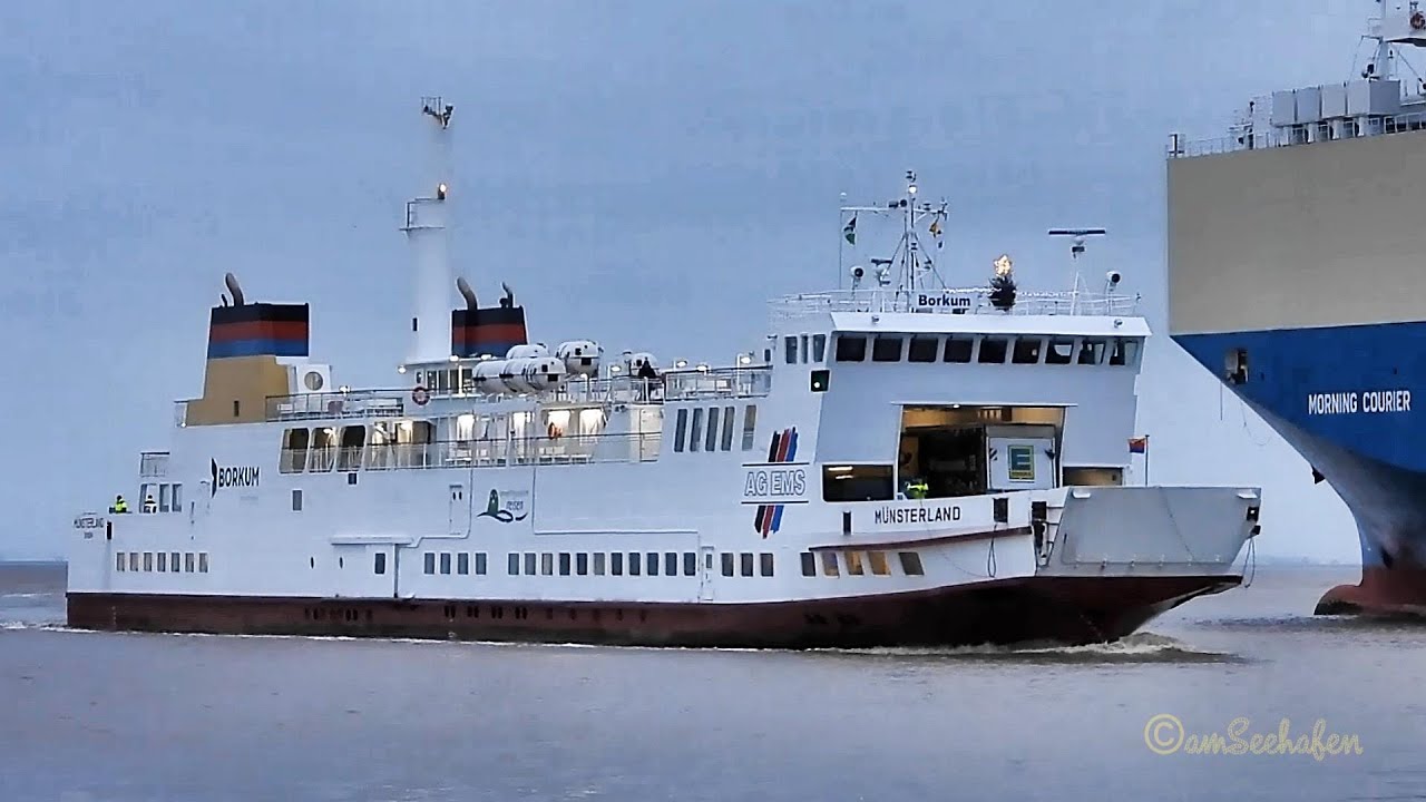 Einlauf im Hafen: Borkum /Emden AbendFähre MÜNSTERLAND DCJB IMO 8601989 ...