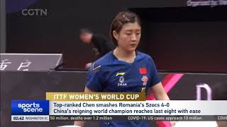 Top-ranked Chen Meng smashes Romania’s Bernadette Szocs 4-0 at ITTF Women's World Cup| Table Tennis