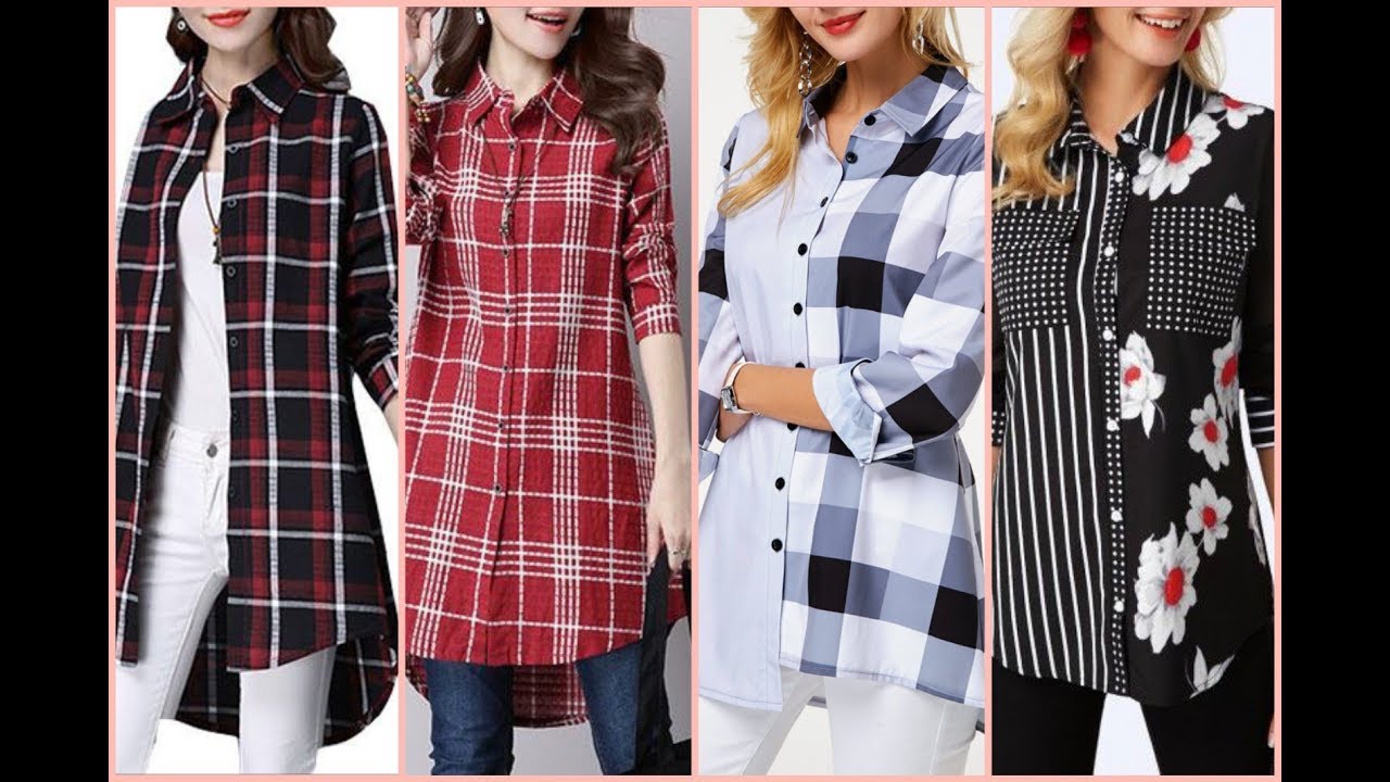 Casual Wear Cotton Check Print Shirt/ Tunic Top/Short Dress Designs For ...