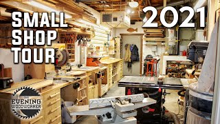 My Small Shop Tour & Layout! (2021) | Evening Woodworker