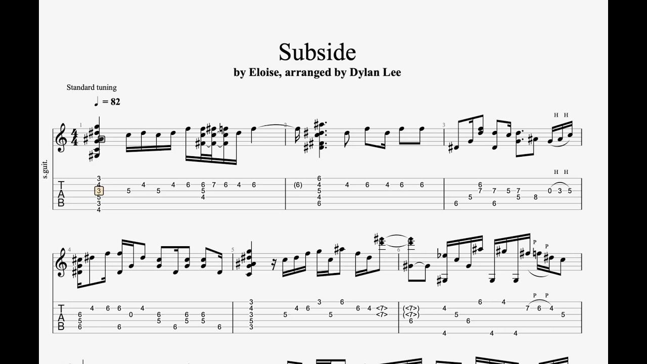 Eloise Subside Fingerstyle Guitar Arrangement + Tab YouTube