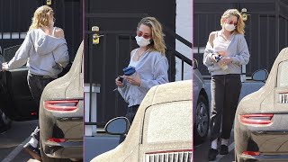 Kristen Stewart drives her DIRTY Porsche to Beverly Hills hair salon for pamper session