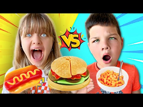 EATING only GUMMY FOODS for 24 HOURS! Aubrey VS Caleb GUMMY CHALLENGE