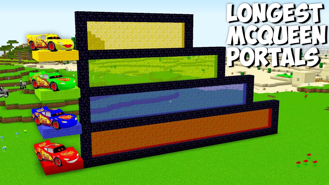 I can BUILD NEW PORTALS OF COLORED LIGHTNING MCQUEEN EXE in Minecraft ...