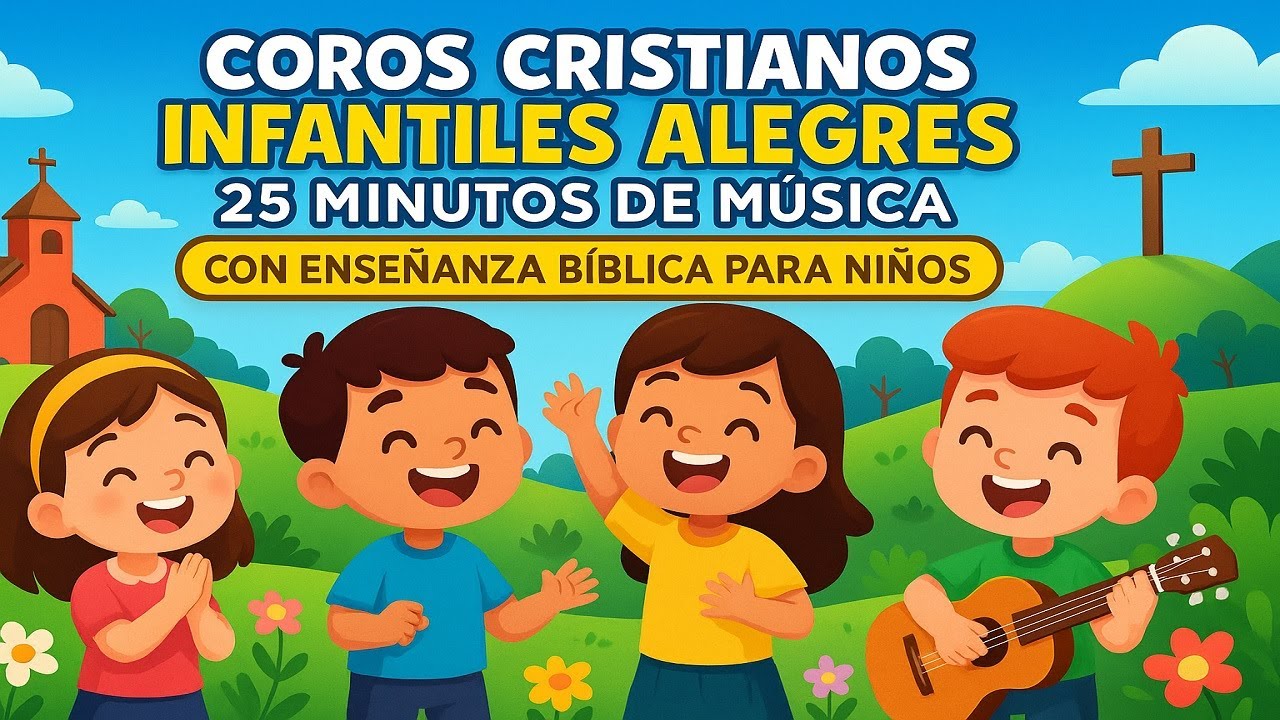 Coros Cristianos Infantiles Alegres – 25 Minutos de Música con Enseñanza Bíblica para Niños