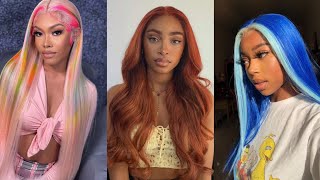 Lace Frontal and Wig Compilation - 2021 Hairstyles (Black women on coloured hairs)