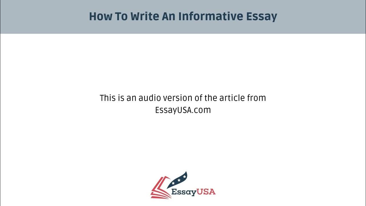 how to write an informative essay youtube