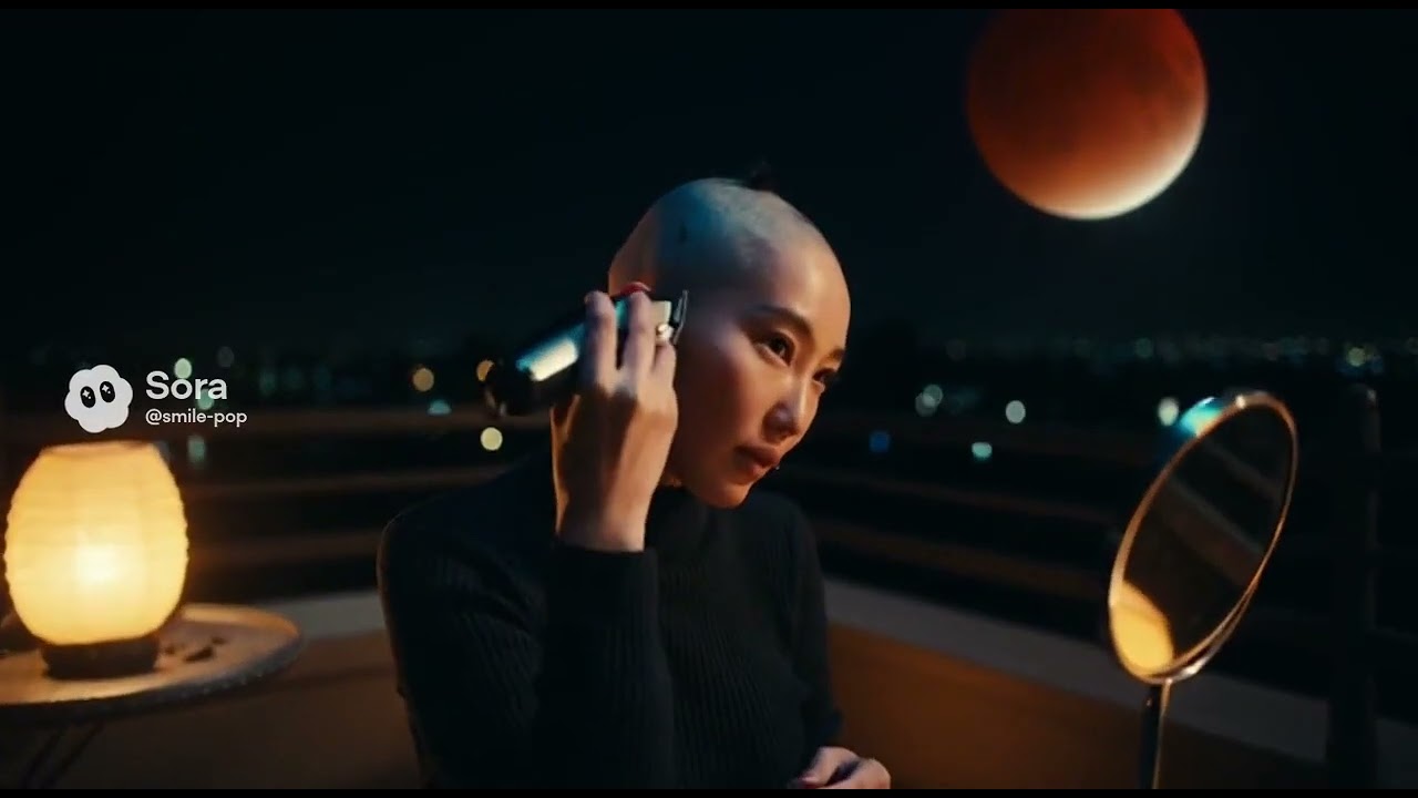 皆既月食と坊主女子#shorts #坊主女子 #headshave #haircut #buzzcut #sora2 #japanese