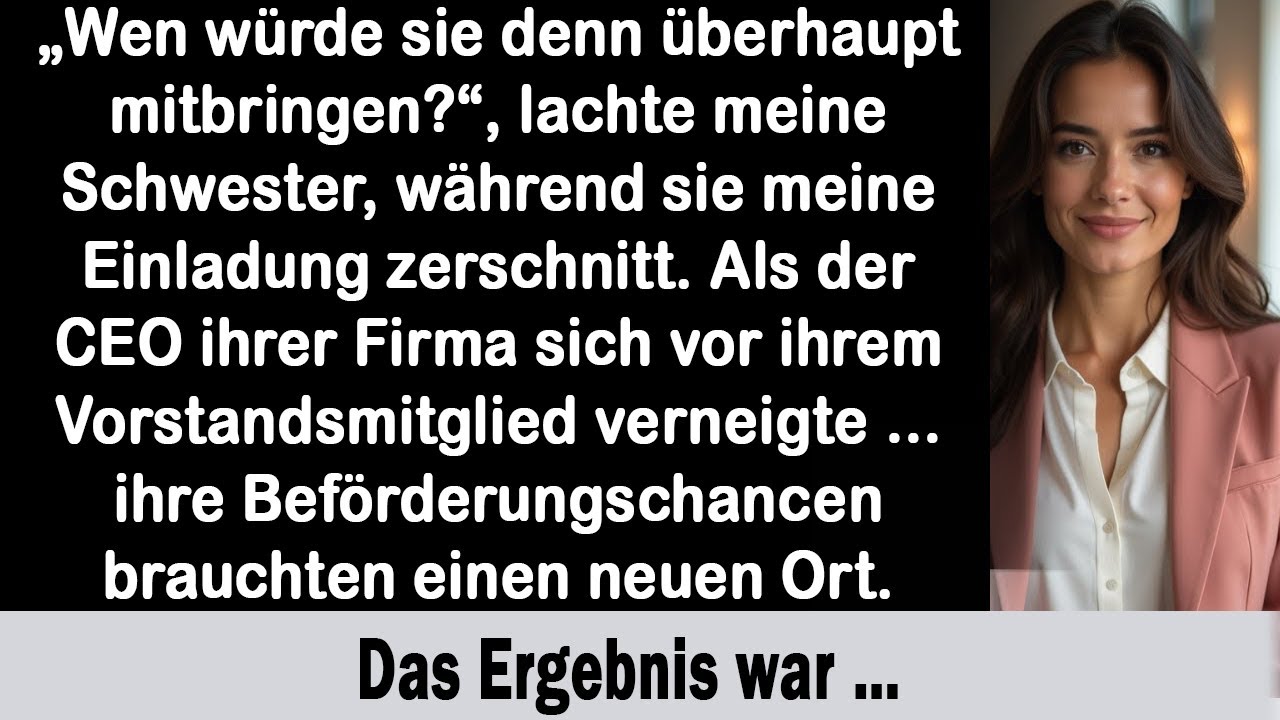 Wenn die eigene Schwester bei der Planung ihrer Traumhochzeit eine Einzeleinladung ohne Begleitung in den Umschlag steckt, während der Verlobte des anderen Gastes Plus Eins bekommt, nennt sie es...