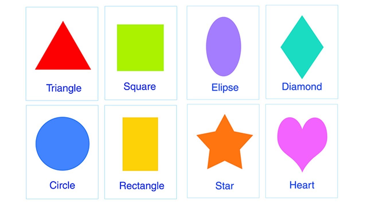 Collection of basic 2D shapes for kids learning, colorful