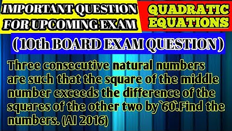 Three consecutive natural numbers are such that the square of the middle number exceeds....