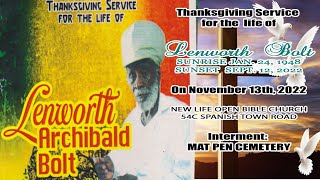 LENWORTH BOLT THANKSGIVING SERVICE