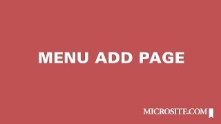 Microsite.com Digital Sales Rep Website Tutorial: Menu Add Page