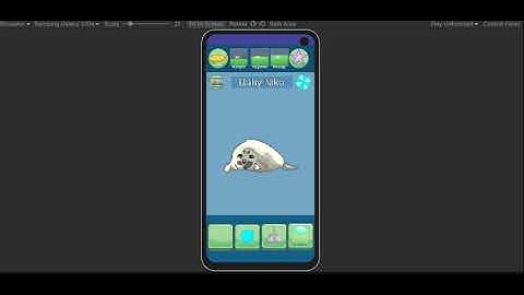 Virtual Pet Seal Mobile Game - Unity WIP added graphics, money and XP