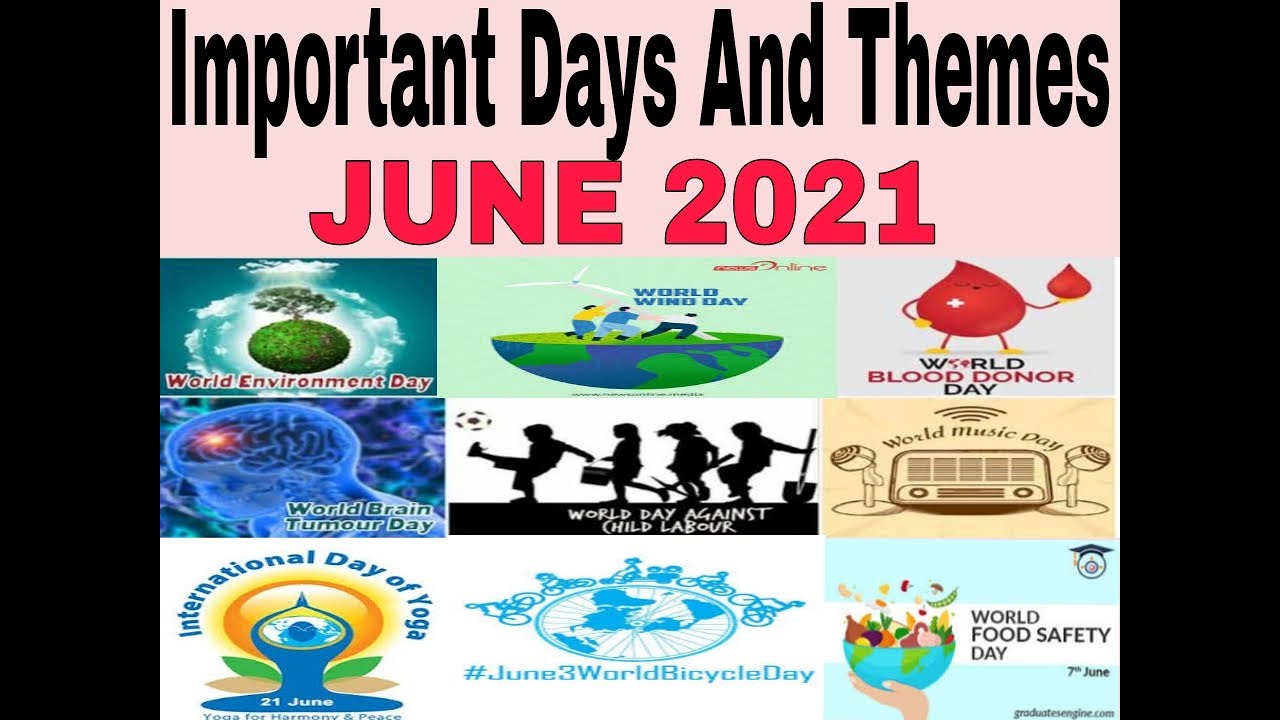 June 2021 Days And Themes| important days and theme| June day and theme 2021