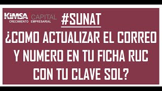 #SUNAT | ¿COMO ACTUALIZAR EL CORREO Y NUMERO EN TU FICHA RUC CON TU CLAVE SOL? CON EL APP PERSONAS