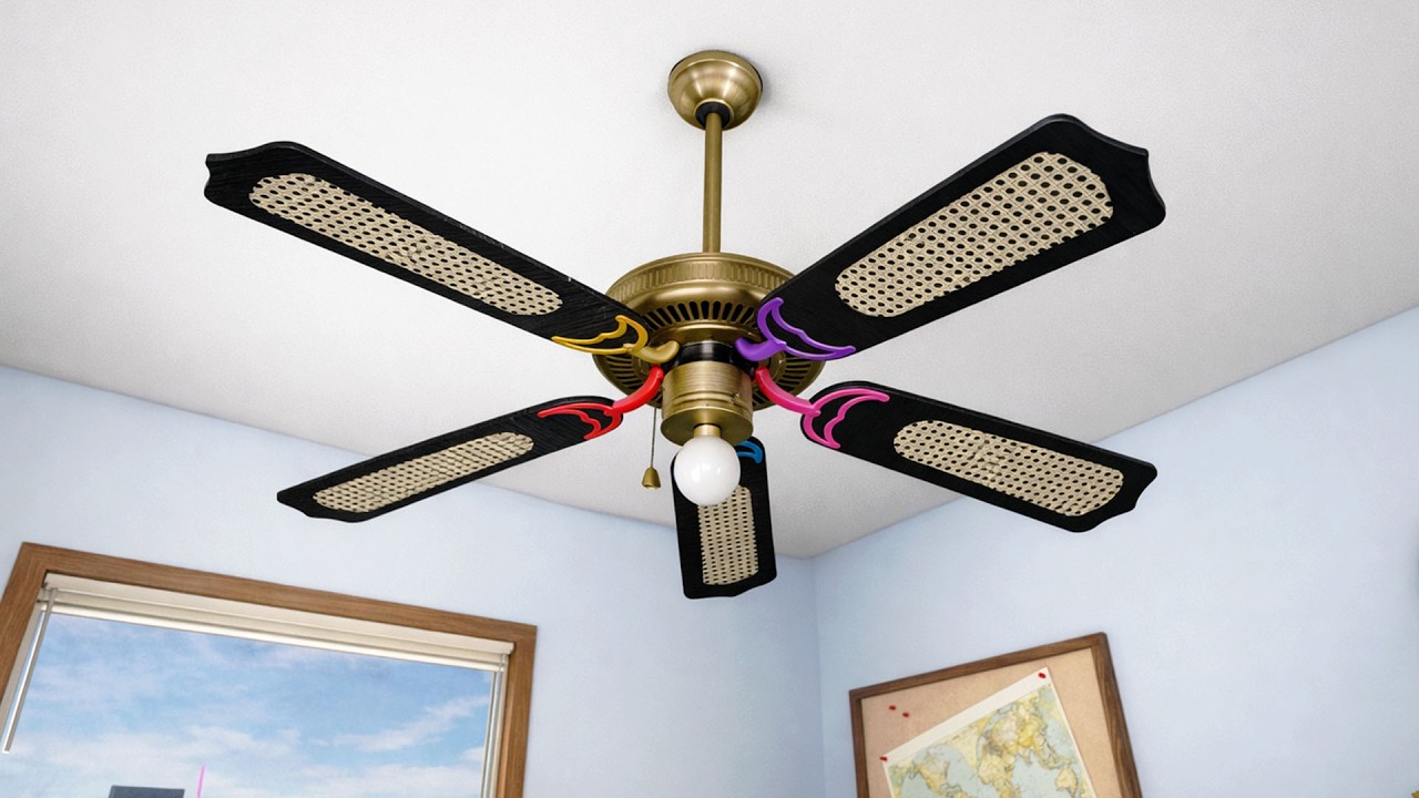 Roblox Vintage Ceiling Fan, Five Blades, Colorful, Super Elegant!