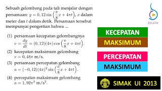 Kecepatan Maksimum & Percepatan Maksimum Simpangan Gelombang Berjalan SIMAK UI 2013 - BELATIK