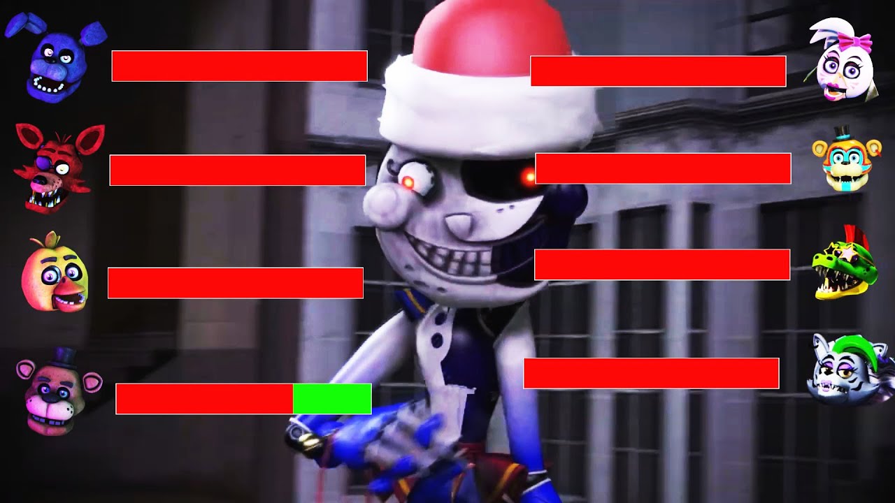 [SFM FNaF] Christmas Security Breach vs FNAF 1 WITH Healthbars