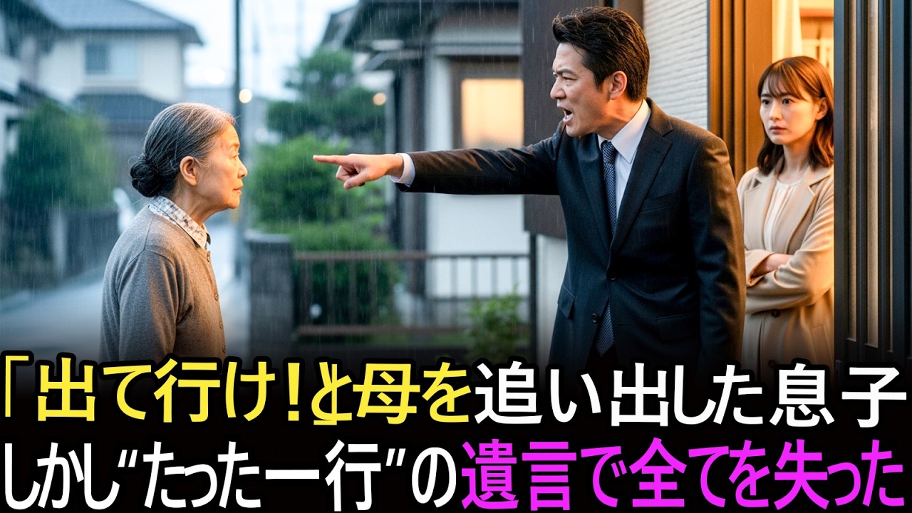 「出て行け！」と母を追い出した息子 しかし“たった一行”の遺言で全てを失った #感動ドラマ #人生の教訓 #家族の物語