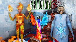 Granny 3 Fire 🔥Grandpa Ice Granny Mode Fullgameplay | Aag wali Train 🚂 chura ke bhag gaya